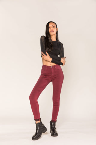 Nina Carter Slim Colored Push-Up Jeans Claret
