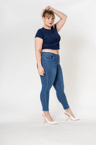 UCB Nina Carter High Waist Frayed Jeans Mid Blue