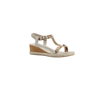 Krystal Ornate Wedge Sandal | Beige