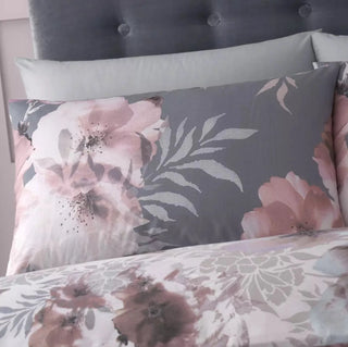 Catherine Lansfield Dramatic Floral Duvet Cover Grey Pink