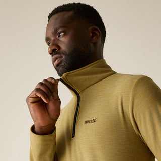 Thompson Marl Half Zip Fleece | Wood Brown