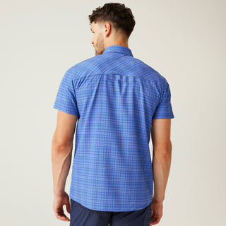 Men's Travel Packaway Short Sleeve Shirt | Olympian Blue Check