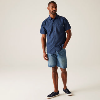 Men's Mindano IX Short Sleeve Shirt | Navy Triangle Print