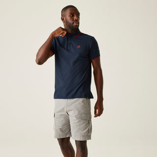 Men's Tadeo II Polo Shirt | Navy Poppy Red Tipping