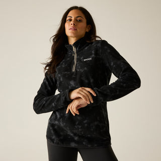 Margot 1/4 Zip Fleece | Black Brushstroke Print