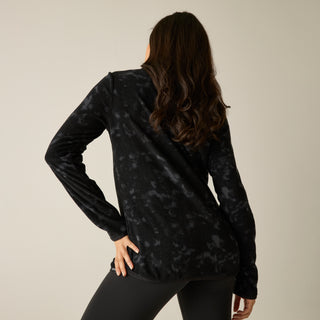 Margot 1/4 Zip Fleece | Black Brushstroke Print