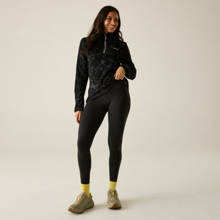 Margot 1/4 Zip Fleece | Black Brushstroke Print