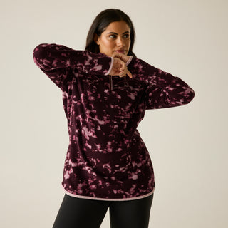 Margot 1/4 Zip Fleece | Fig  Brushstroke Print