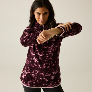 Margot 1/4 Zip Fleece | Fig  Brushstroke Print