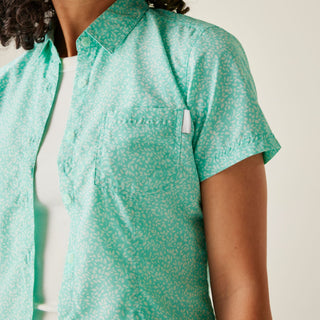 Women's Mindano VIII Short Sleeve Shirt | Aruba Blue Leaf Print