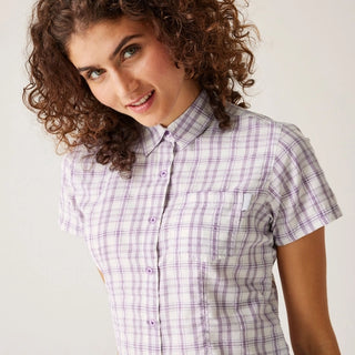 Women's Mindano VIII Short Sleeve Shirt Lilac Frost Check