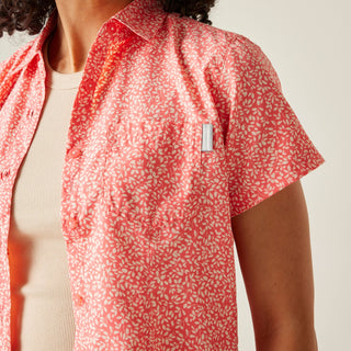 Women's Mindano VIII Short Sleeve Shirt | Peach Bloom Leaf Print