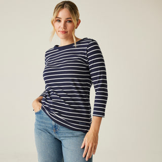Women's Bayletta II 3/4 Sleeve Top |  NavyWhite Stripe