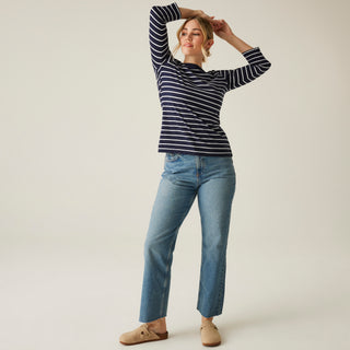 Women's Bayletta II 3/4 Sleeve Top |  NavyWhite Stripe