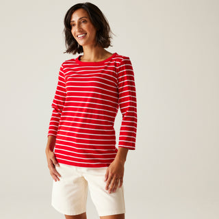 Women's Bayletta II 3/4 Sleeve Top | High Risk Red White Stripe
