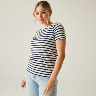 Women's Bayletta II Short Sleeve Top |  White Navy Stripe