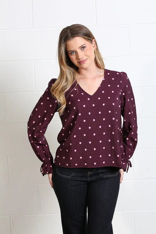 Sophia Top | Burgundy Dot