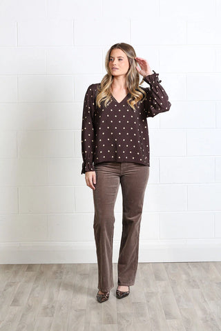 Sophia Top | Chocolate Dot