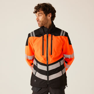 HI-VIS X-PRO 3 Layer Softshell Jacket - Class 2 | Black Orange