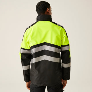 HI-VIS X-PRO Waterproof Shell Jacket - Class 2 | Black Yellow