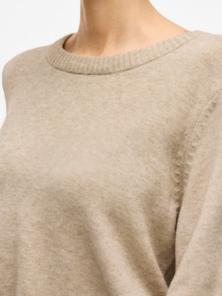 Viril Round Neck Long Sleeve Top | Natural Melange