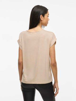 Viellette Short Sleeve Satin Top | Cement
