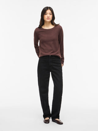 Viril Round Neck Long Sleeve Top | Coffee Bean