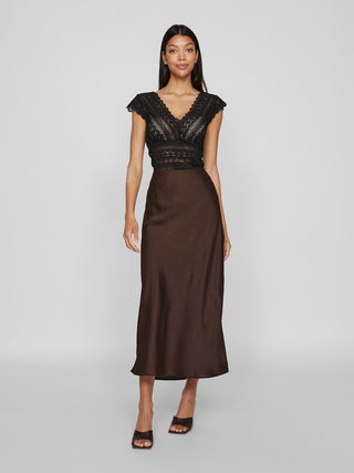 Ellette High Waist Midi Skirt | Coffee Bean