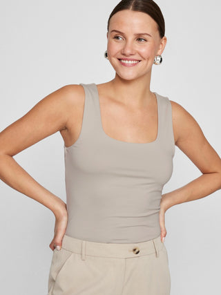Kenza U Neck Sleeveless Tank Top | Silver Grey