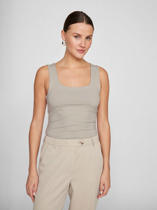 Kenza U Neck Sleeveless Tank Top | Silver Grey