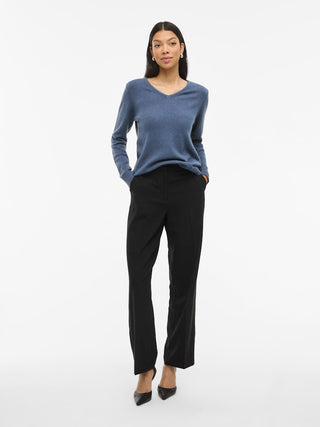 Viril V Neck Long Sleeve Top | Vintage Indigo