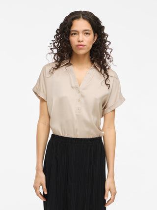 Enna Short Sleeve Top | Cement