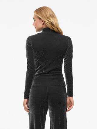 Eleina High Neck Long Sleeve Top | Black Beauty
