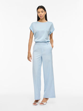 Ellette Short Sleeve Satin Top  | Nantucket Breeze