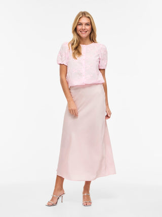 Ellette High Waist Satin Skirt  | Cherry Blossom