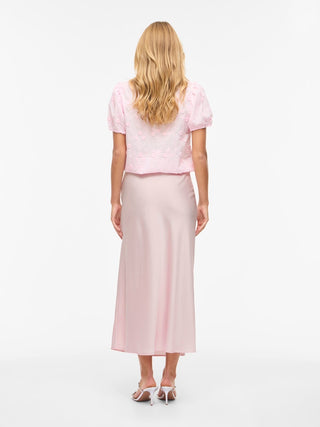 Ellette High Waist Satin Skirt  | Cherry Blossom