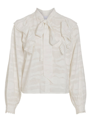 Halli Long Sleeve Flounce Top  | Cloud Dancer