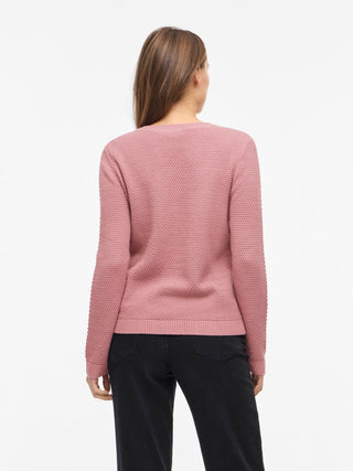 Vidalo Round Neck Long Sleeve Knit Top | Nostalgia Rose