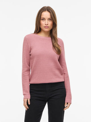 Vidalo Round Neck Long Sleeve Knit Top | Nostalgia Rose