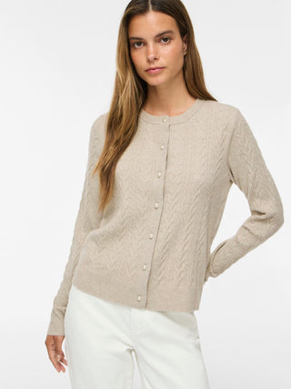 Kerry Cable Long Sleeve Knit Cardigan | Natural Melange