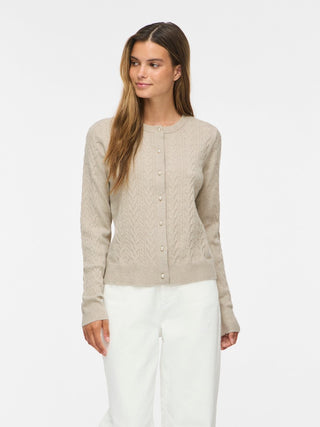Kerry Cable Long Sleeve Knit Cardigan | Natural Melange
