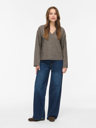Liga Long Sleeve V Neck Knit Top | Falcon