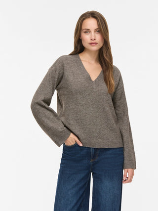 Liga Long Sleeve V Neck Knit Top | Falcon