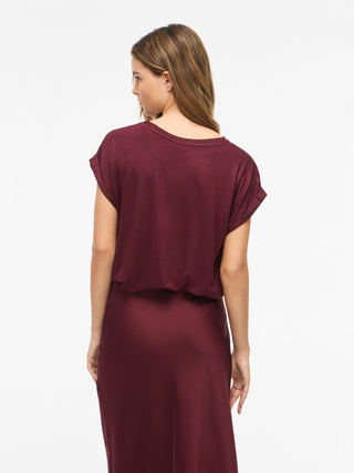 Viellette Short Sleeve Satin Top | Port Royale
