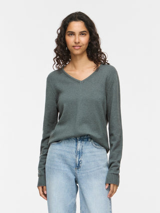 Viril V Neck Long Sleeve Top | Balsam Green