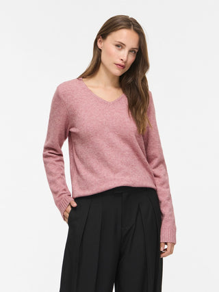 Viril V Neck Long Sleeve Top | Nostalgia Rose