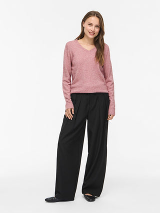 Viril V Neck Long Sleeve Top | Nostalgia Rose