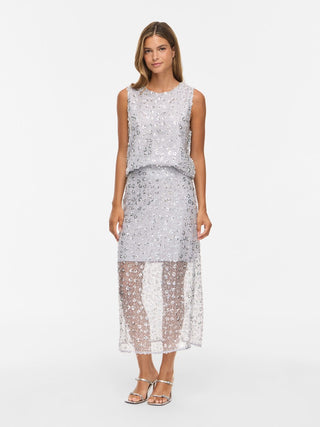 Glita Midi Skirt | Silver