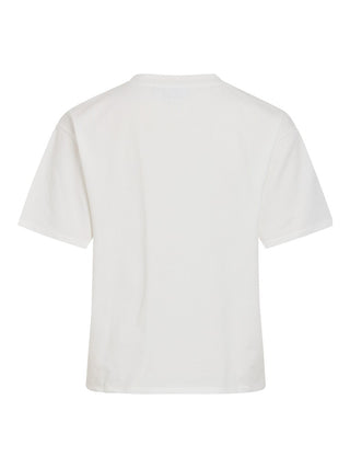 Varzima Flower Round Neck Short Sleeve Tee | Snow White