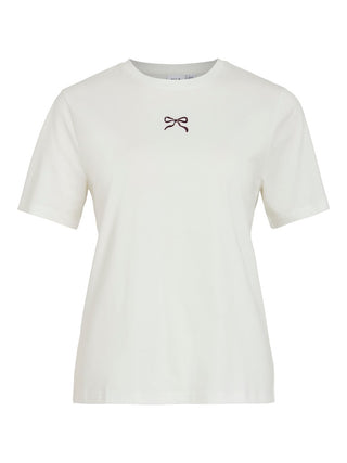 Sybil Bow Round Neck Short Sleeve Tee | Snow White